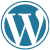 Logo van WordPress met een gestileerde witte W in een blauwe cirkel op een witte achtergrond